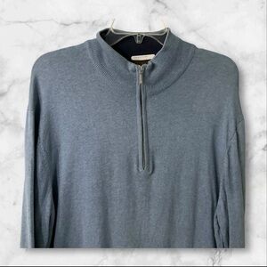 J.Hilburn Silk Cashmere Blend 1/4 Zip Sweater Blue Men Office Fall Winter SZ L